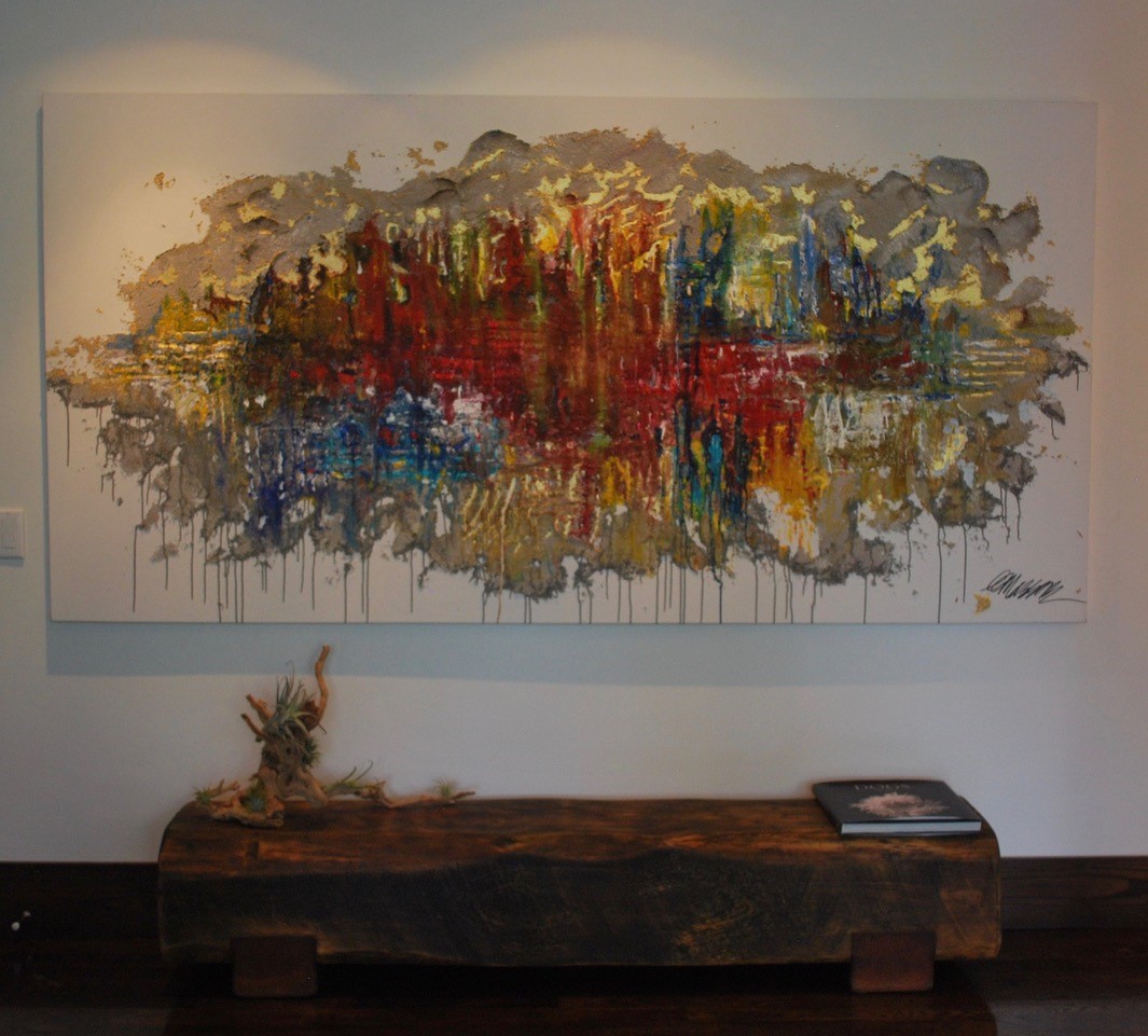 Wall painting in a hotel lobby